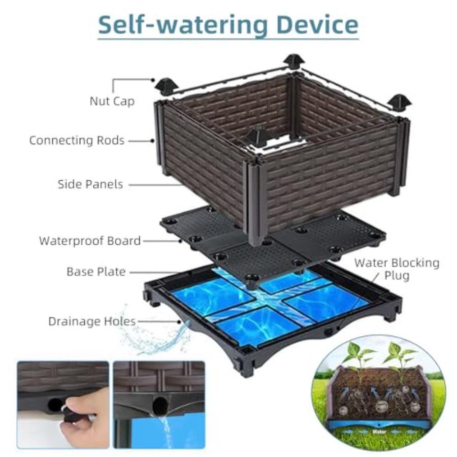 Jardinera elevada de exterior  - Self-Watering Planter reseña y precio